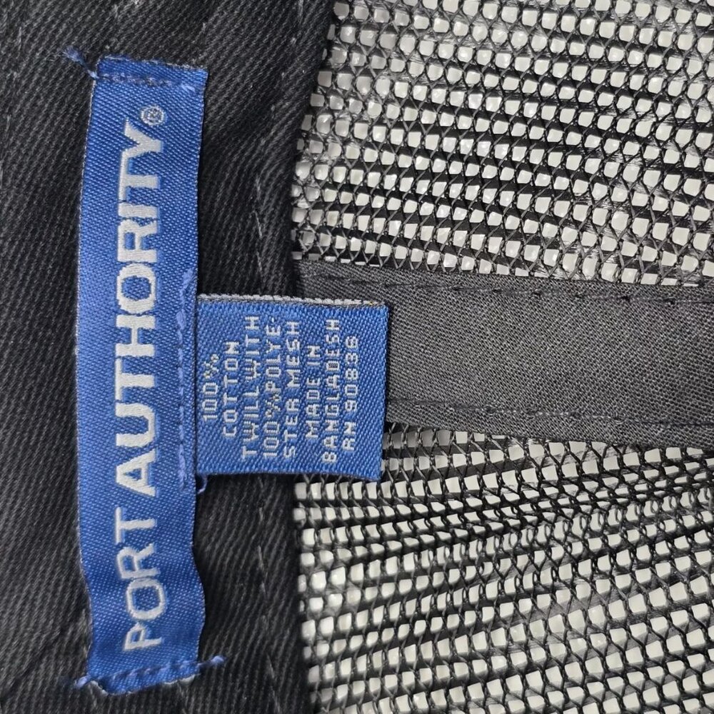 Port Authority Trucker Hat Mens‎ Black Snap Back Logo NWOT - Picture 6 of 7